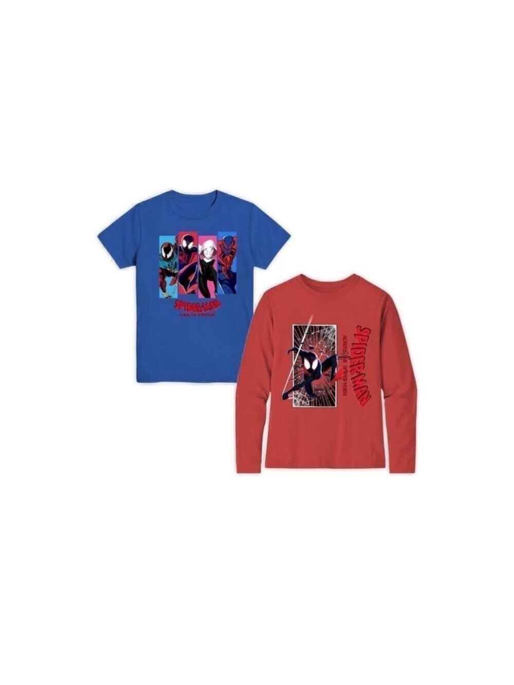 Spider-Man Boys Spiderverse Line Up Graphic 2 Pack Long & Short Sleeve T-Shirts